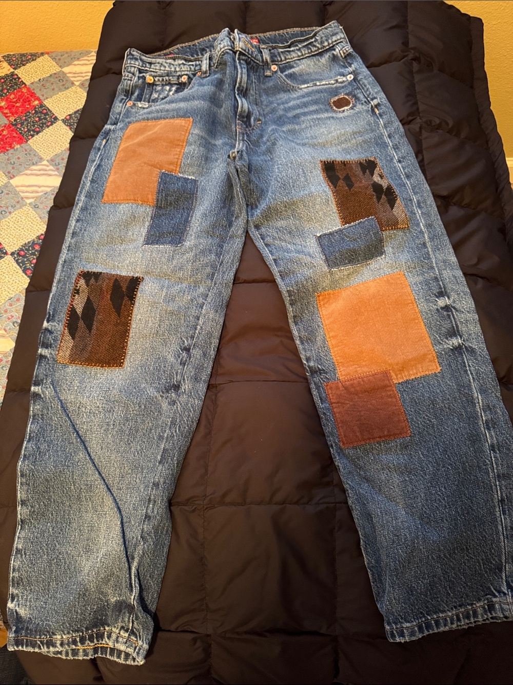Lucky Brand Blue Denim Jeans with Red Patch Details
